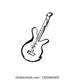 Guitar Black Dotted Linevector Drawing Stock Vector (Royalty Free ...