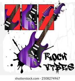 Electric guitar illustration for poster, sticker, t-shirt, eps 10, editable.