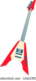 Electric guitar, illustration, vector on white background.