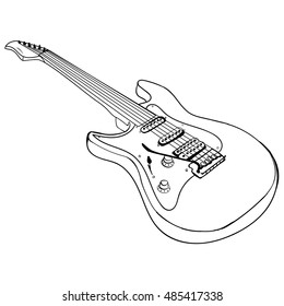 electric Guitar ink monochrome sketch vector illustration