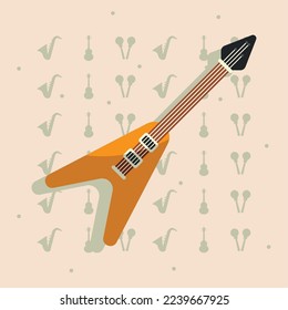 electric guitar instrument in banner