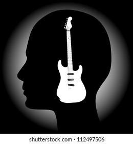 Electric guitar isolated in head