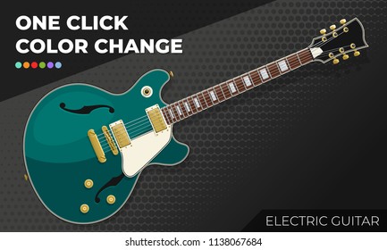 Electric Guitar. Isolated and Layered Object, Easy Color Change. Vector EPS10