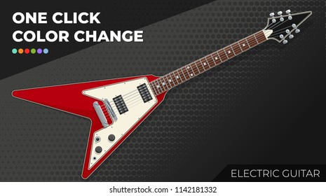 Electric Guitar. Isolated and Layered Object, Easy Color Change