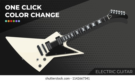 Electric Guitar. Isolated and Layered Object, Easy Color Change