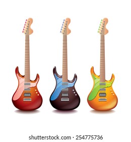 Electric guitar isolated on white photo-realistic vector illustration