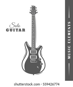 Electric guitar isolated on white background. Element for design. Vector illustration
