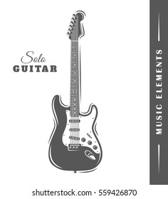 Electric guitar isolated on white background. Element for design. Vector illustration