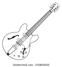 Electric Guitar, Jazz Guitar, Music Instrument Vector Illustration - Vector