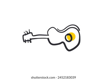 Electric guitar. Line art Drawing. Graphic arts. Doodle. 