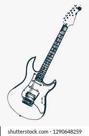 Electric Guitar line art isolated music vector illustration 