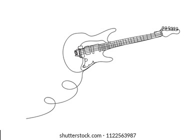 Electric Guitar , Line Drawing Style,vector Design