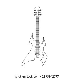 Electric Guitar Line Drawing, Guitar Line Vector