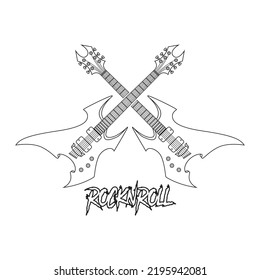 Electric Guitar Line Drawing, Guitar Line Vector