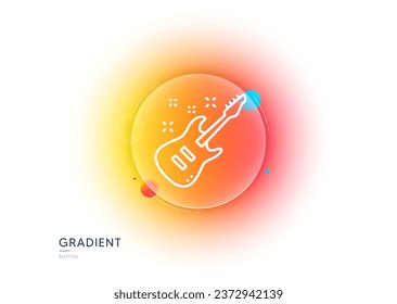 Electric guitar line icon. Gradient blur button with glassmorphism. Music sign. Musical instrument symbol. Transparent glass design. Electric Guitar line icon. Vector