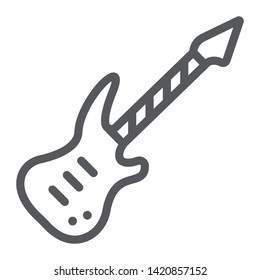 Electric guitar line icon, music and sound, string musical instrument sign, vector graphics, a linear pattern on a white background, eps 10.