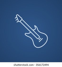 Electric guitar line icon for web, mobile and infographics. Vector light blue icon isolated on blue background.