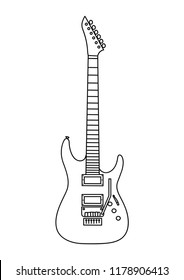 Electric guitar line vector.