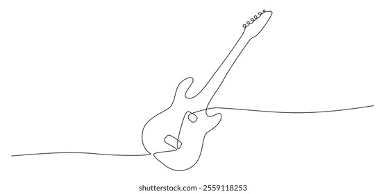 Electric guitar line vector, One continuous single line of electric guitar