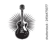 Electric guitar Logo. Electric guitar isolated on white.