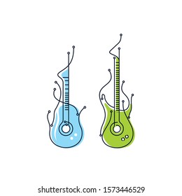 electric guitar logo technology icon vector