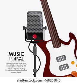 electric guitar microphone music sound media festival icon. Flat and colorful illustration