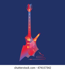 Electric guitar, modern art deco style.