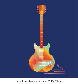 Electric guitar, modern art deco style.
