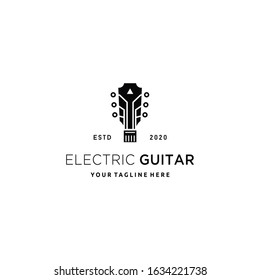 Electric guitar modern technology logo design icon inspiration