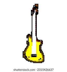 electric guitar music game pixel art retro vector. bit acoustic instrument, bass play electric guitar music. old vintage illustration