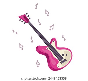Electric guitar music instrument isolated on white background. Vector flat graphic design illustration