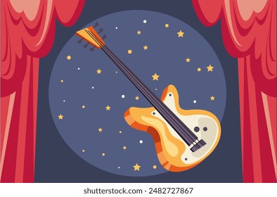 Electric guitar music instrument isolated on white background. Vector flat graphic design illustration