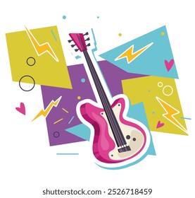 Electric guitar music instrument isolated on white background. Vector flat graphic design illustration