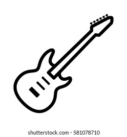 Electric guitar musical instrument line art vector icon for music apps and websites