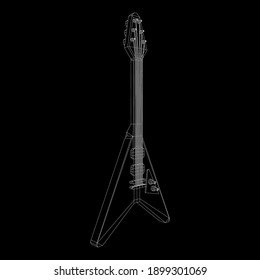 Electric guitar musical instrument. Wireframe low poly mesh vector illustration.