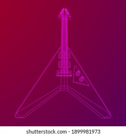 Electric guitar musical instrument. Wireframe low poly mesh vector illustration.