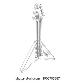 Electric guitar musical instrument. Wireframe low poly mesh vector illustration.