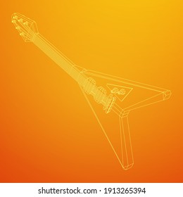 Electric guitar musical instrument. Wireframe low poly mesh vector illustration.
