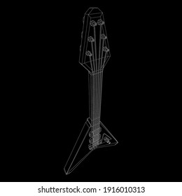 Electric guitar musical instrument. Wireframe low poly mesh vector illustration.