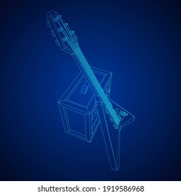 Electric guitar musical instrument. Wireframe low poly mesh vector illustration.