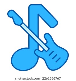 Electric guitar and musical note - icon, illustration on white background, similar style