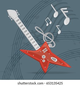 electric guitar with musical notes