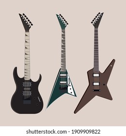 electric guitar musical string instruments for entertainment vector illustration