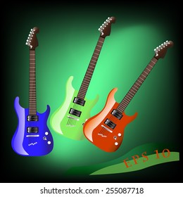 ?olorful electric guitar on a dark background