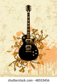 Electric guitar on a dirty floral background