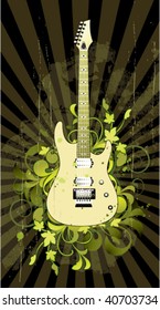 Electric guitar on a floral background