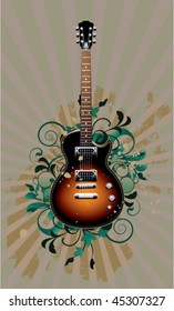 Electric guitar on a floral background