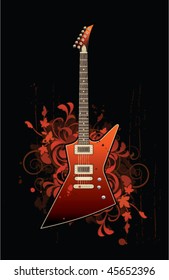 Electric guitar on a floral background