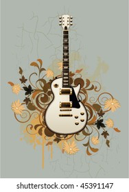 Electric guitar on a retro background