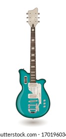 Electric guitar on a white background. Vector illustration in vintage style. For posters, cards, banners, backgrounds.